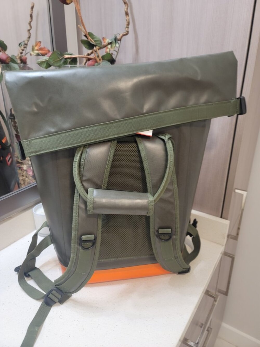 Hunter Target Roll-Top Backpack Cooler -Olive  Green/Orange Rubber - Picture 3 of 6